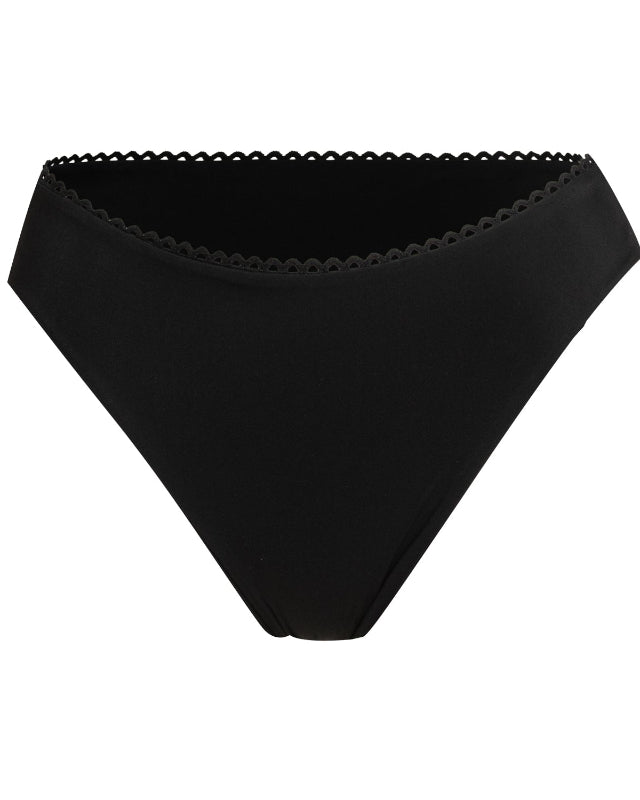 Black bikini bottom on a white background