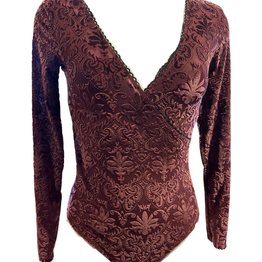 sangria patterned long-sleeve top on a white background