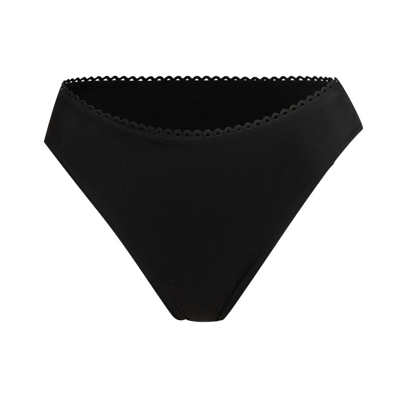 Black bikini bottom on a white background